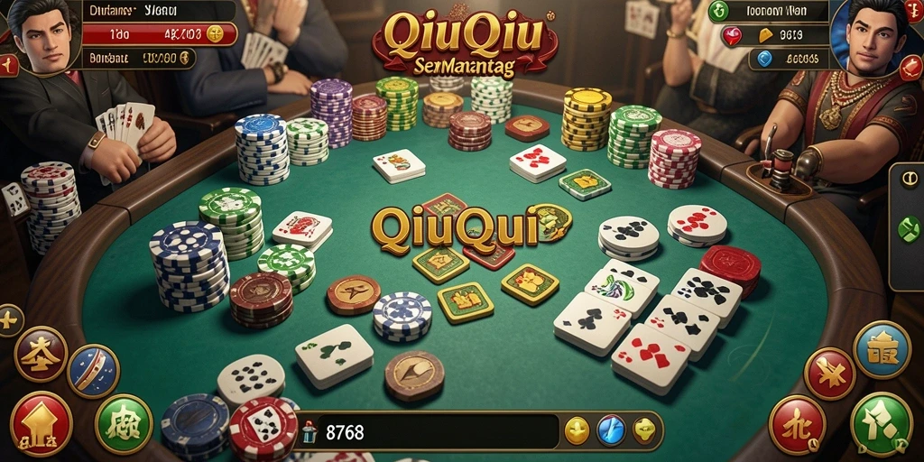 Tampilan gameplay seru dalam permainan QiuQiu 8768.