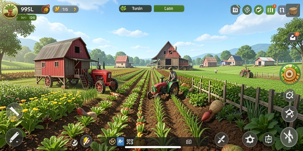 Tangkapan layar gameplay <strong>99SL</strong> menampilkan aktivitas bertani yang menarik.