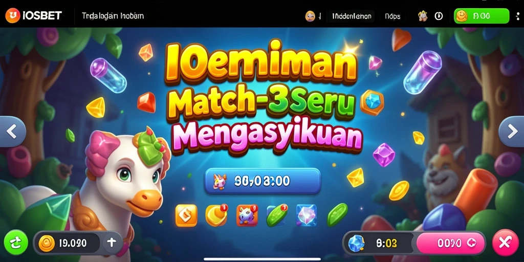 Screenshot utama IOSBET dengan gameplay Match-3 yang dinamis.