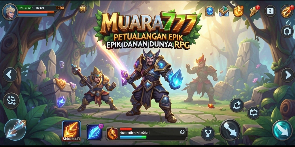 Screenshot gameplay MUARA777 yang menunjukkan pertarungan RPG yang mendebarkan.
