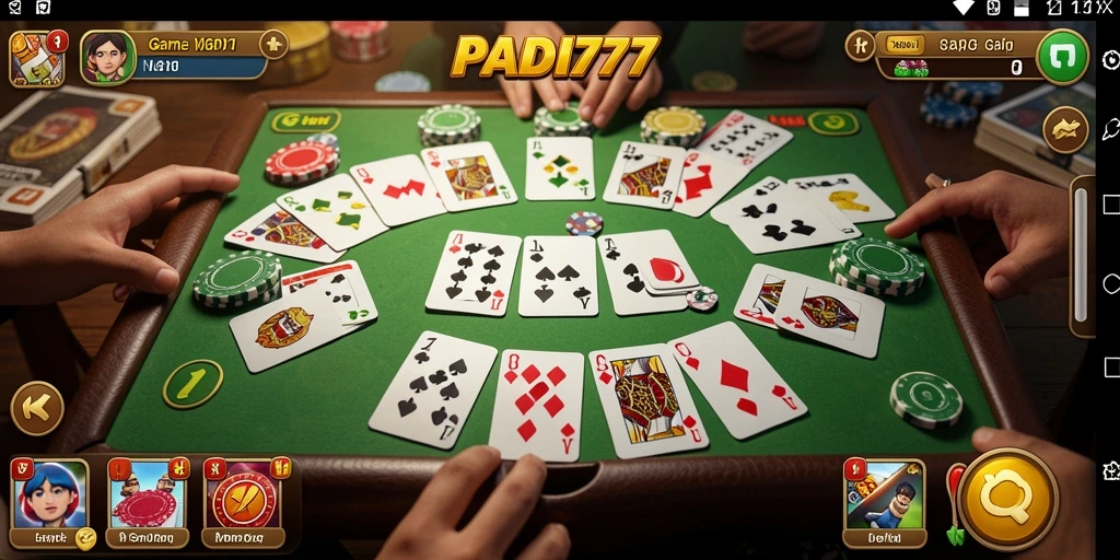 Screenshot utama PADI777 yang menampilkan gameplay Gaple yang seru.